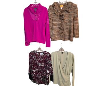 Women's Large 12 14 Tops Shirts Blouses Sweaters Wholesale Bulk Lot of 4 L